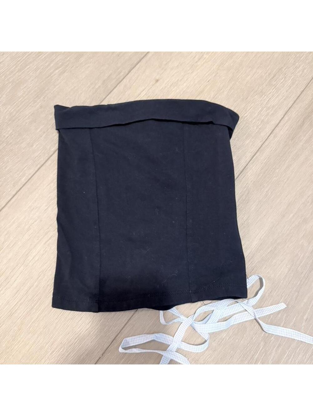 Subdued baby blue cross strap tube top